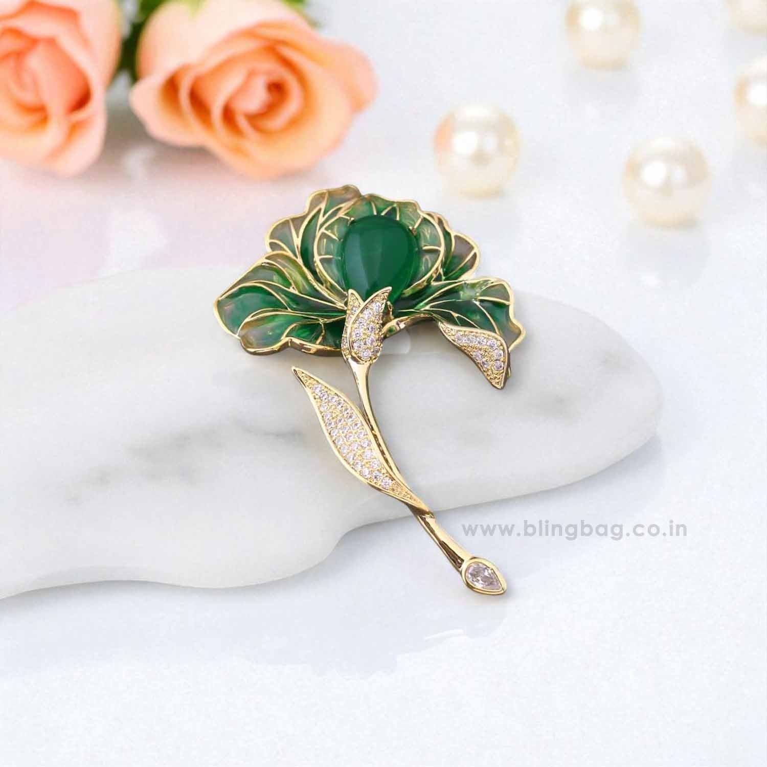 Jade Lily Brooch - Image 2