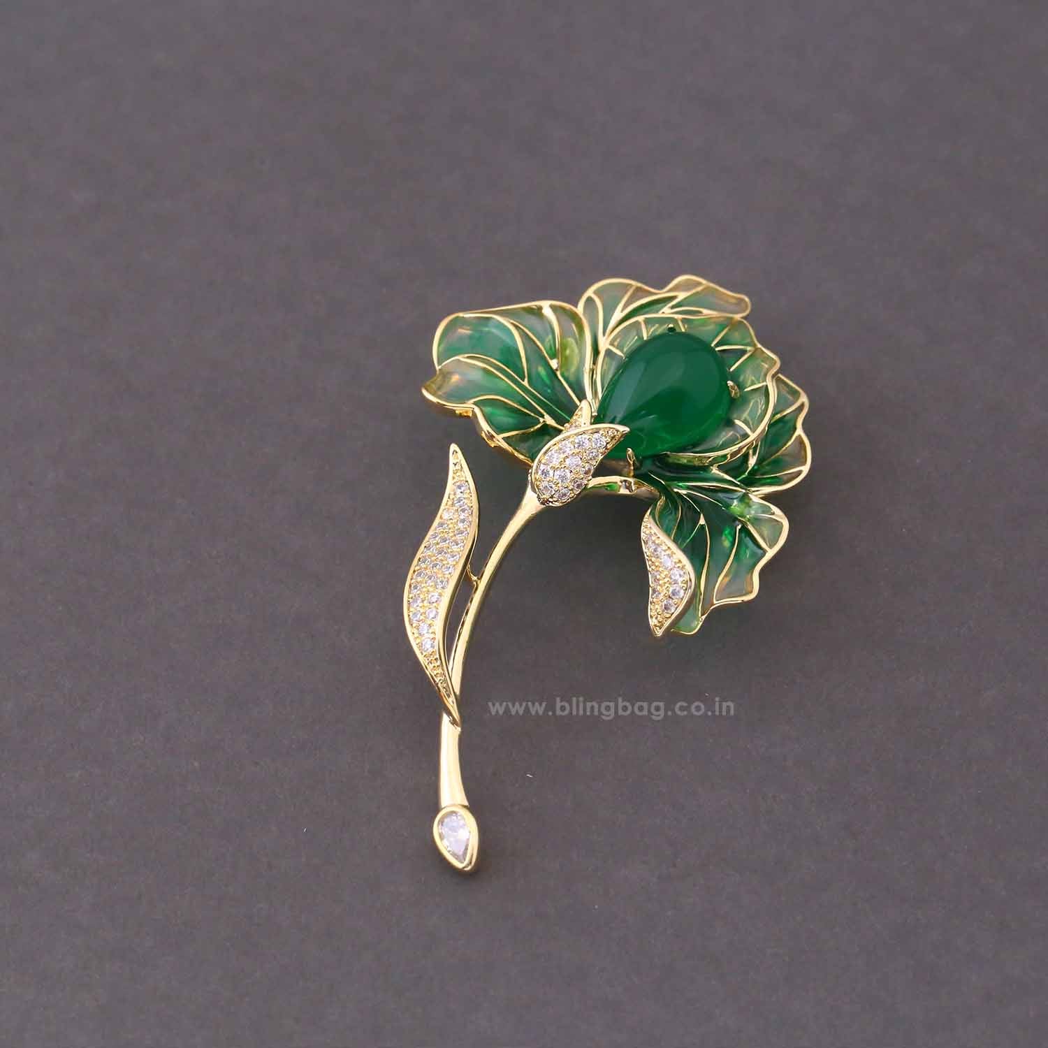 Jade Lily Brooch - Image 4