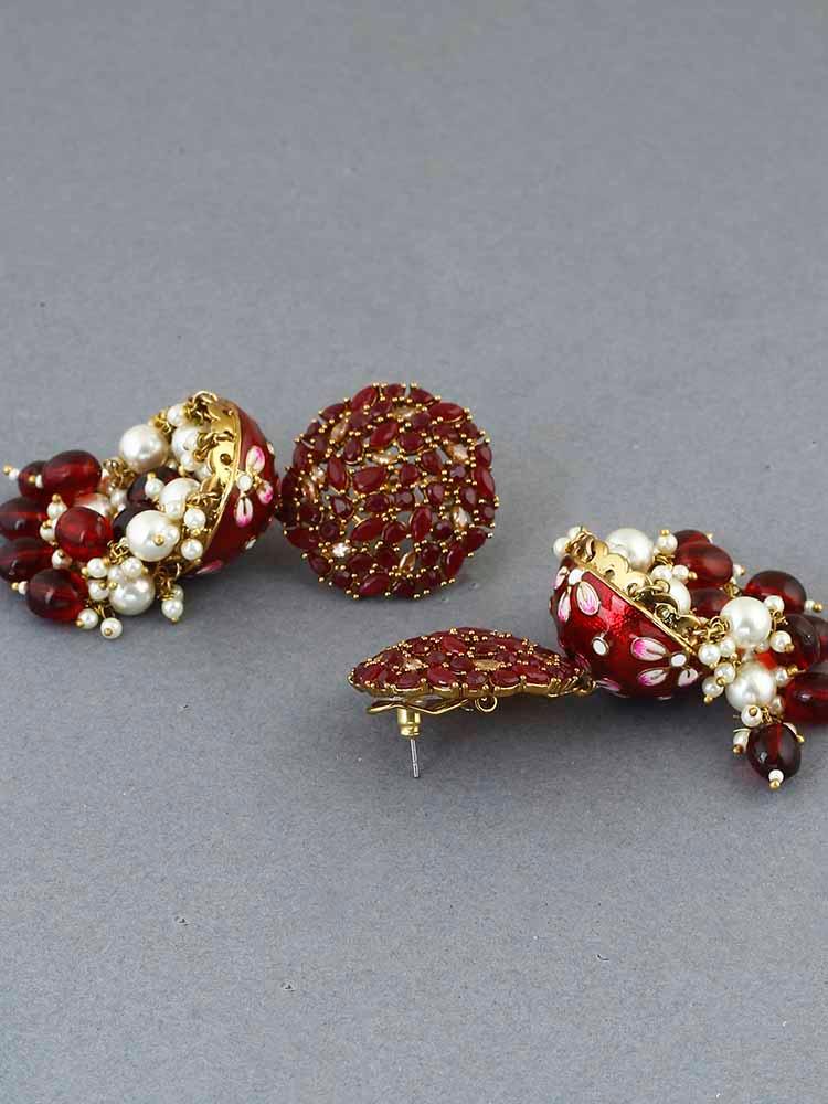 Maroon Daliha Jhumkis - EOSS - Image 3