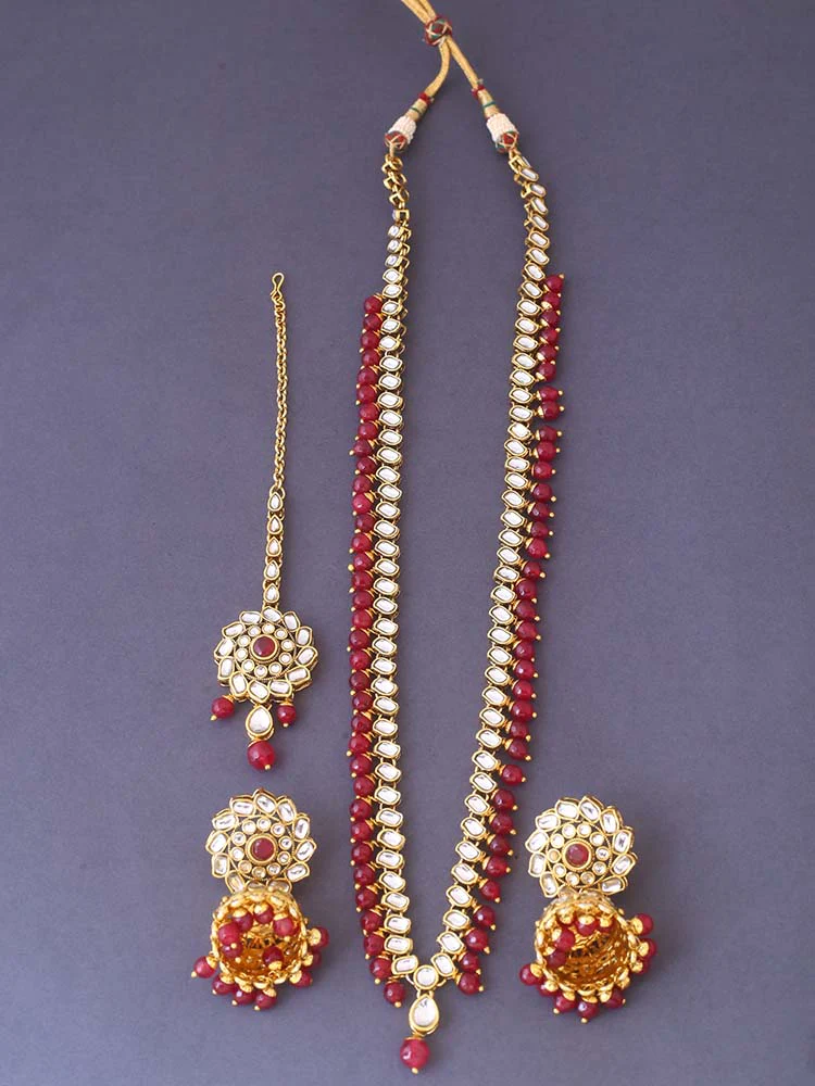 Maroon Janhvi Jewellery Set - Image 3