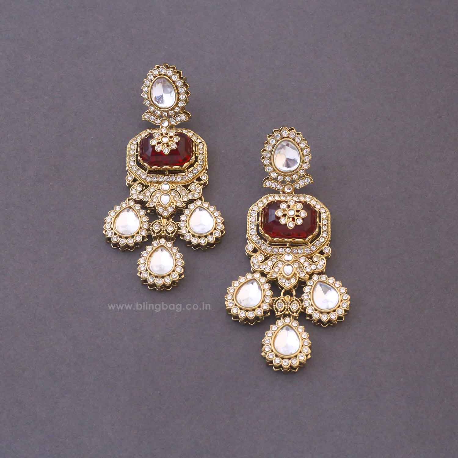 Maroon Labdhi Bridal Jewellery Set - Image 6