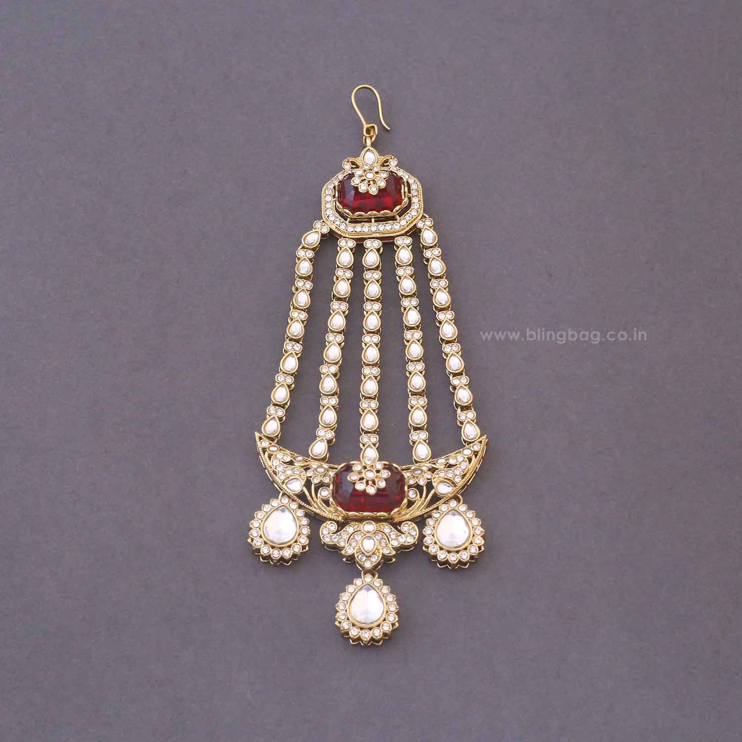 Maroon Labdhi Bridal Jewellery Set - Image 8