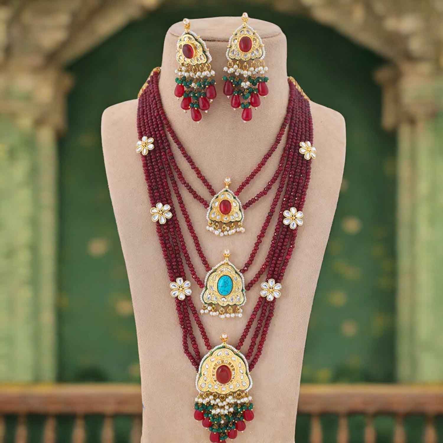 Maroon Fullara Jewellery Set - Image 2