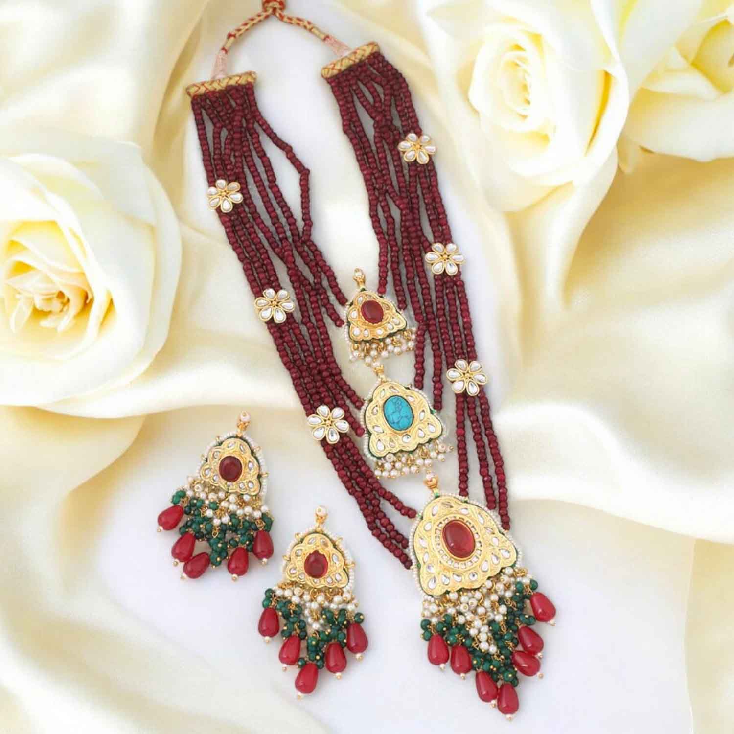 Maroon Fullara Jewellery Set - Image 3