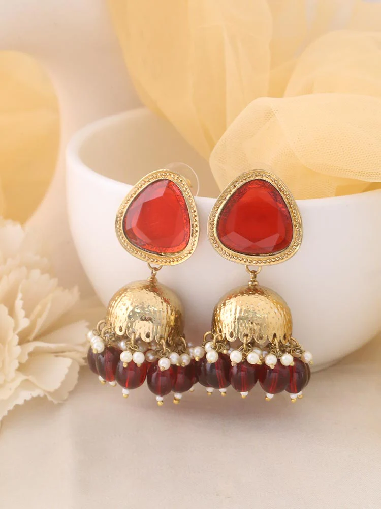 Maroon Mini Shesha Jhumkis