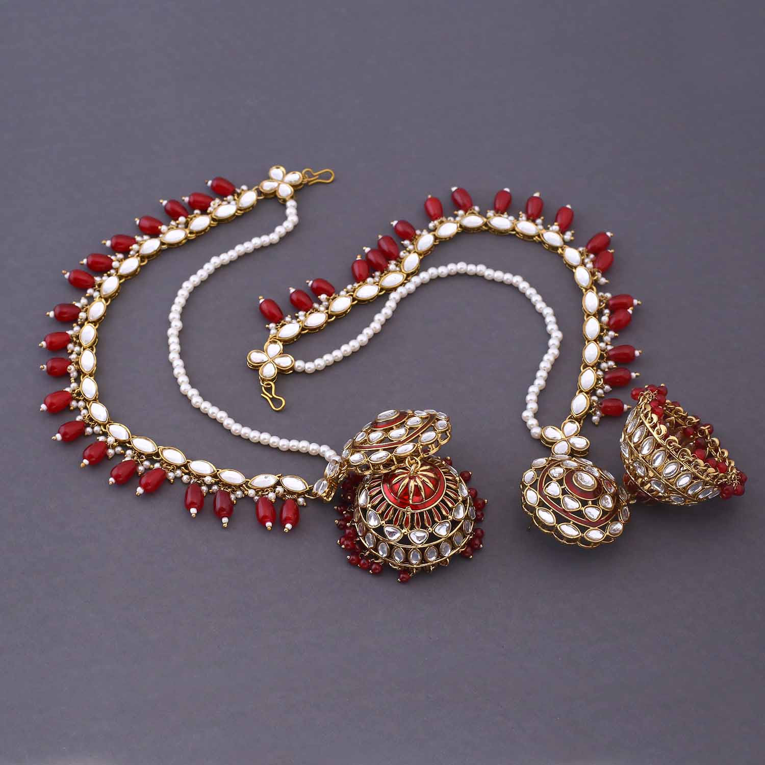 Maroon Nutan Sahara Jhumkis - Image 2