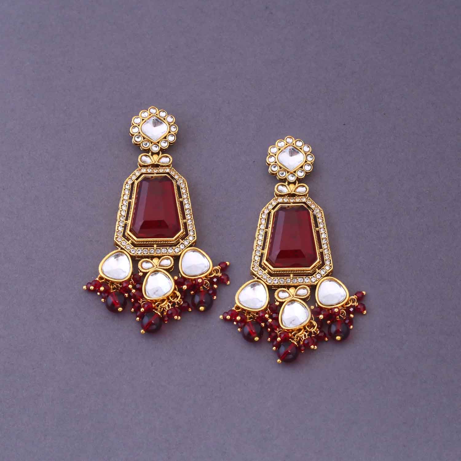 Maroon Pranjalli Bridal Jewellery Set - Image 5