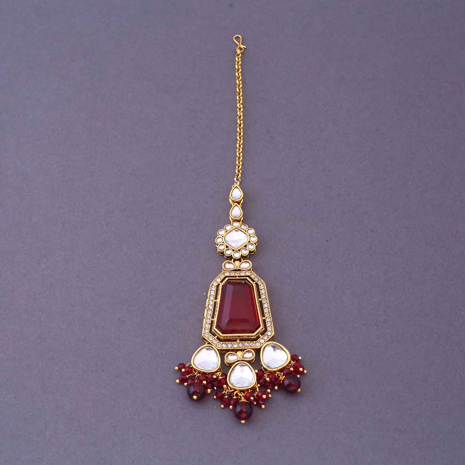 Maroon Pranjalli Bridal Jewellery Set - Image 6