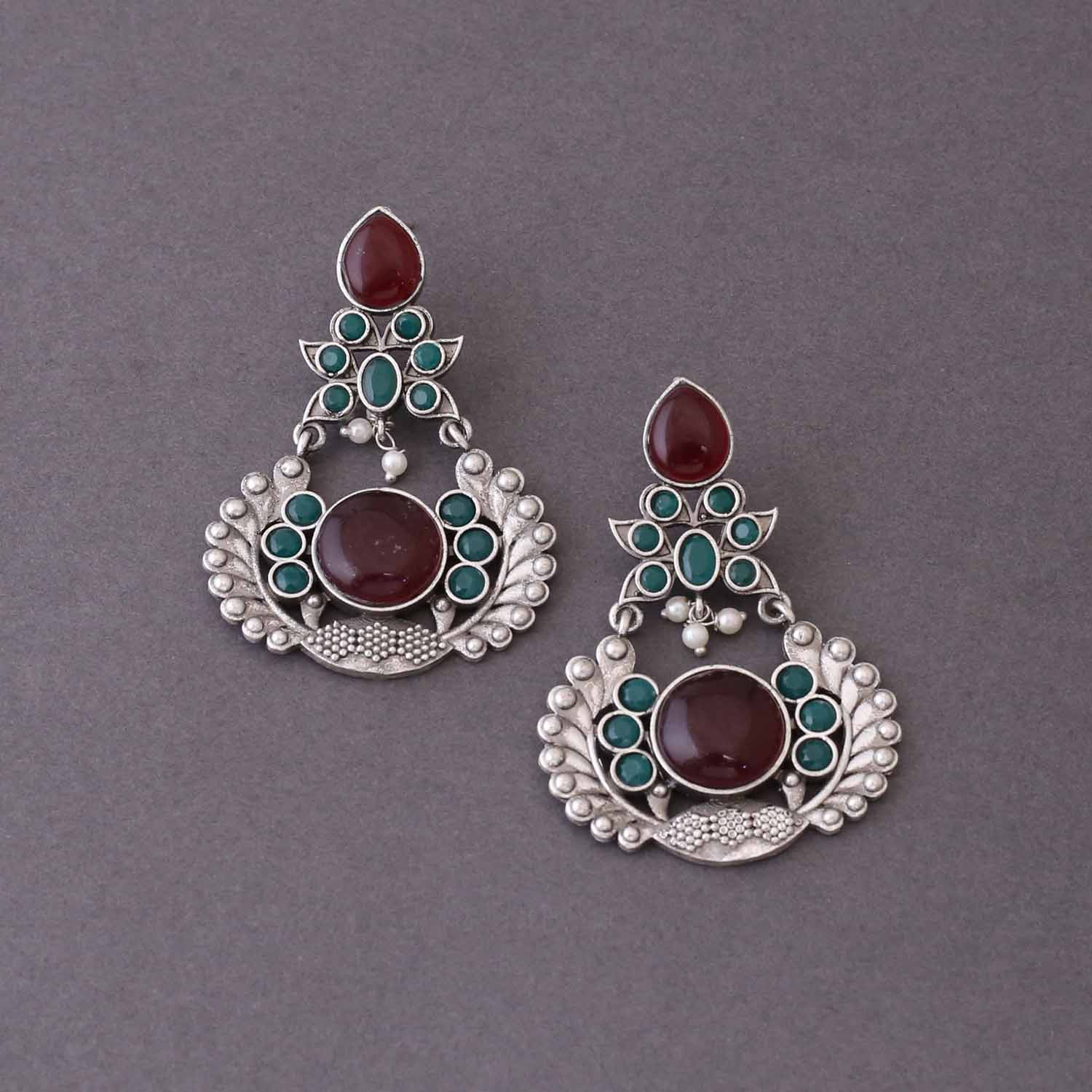 Maroon Rudri Oxidised Danglers - Image 3