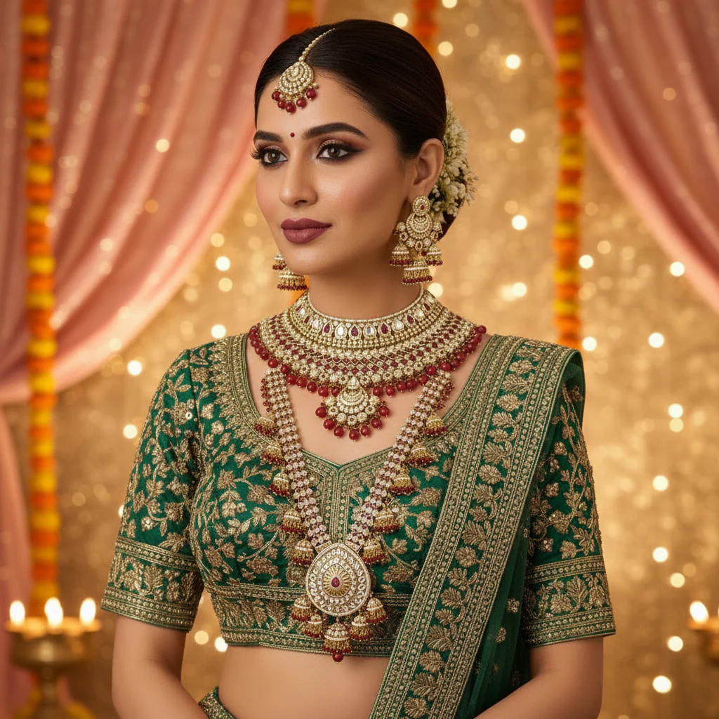 Ruby Ruvina Kundan Bridal Jewellery Set