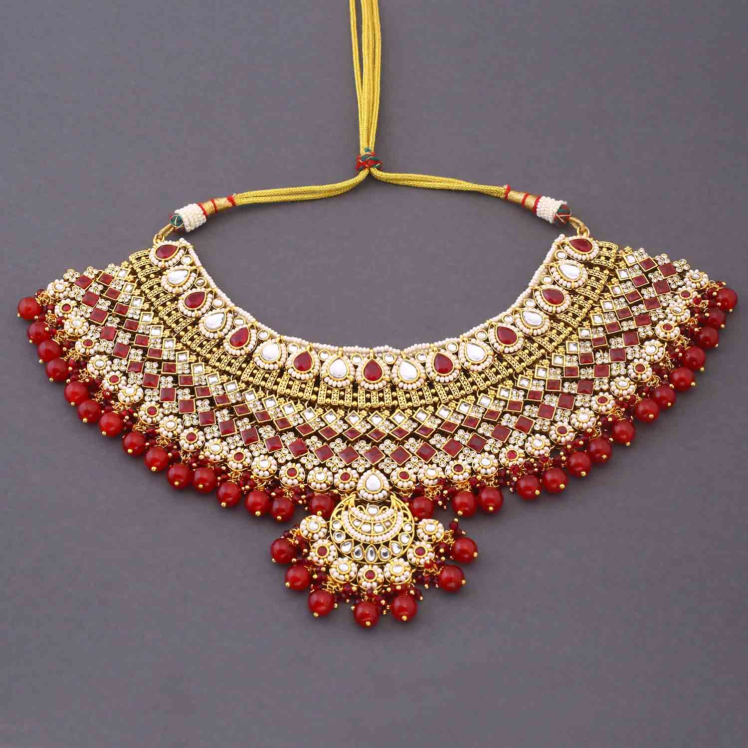 Ruby Ruvina Kundan Bridal Jewellery Set - Image 4