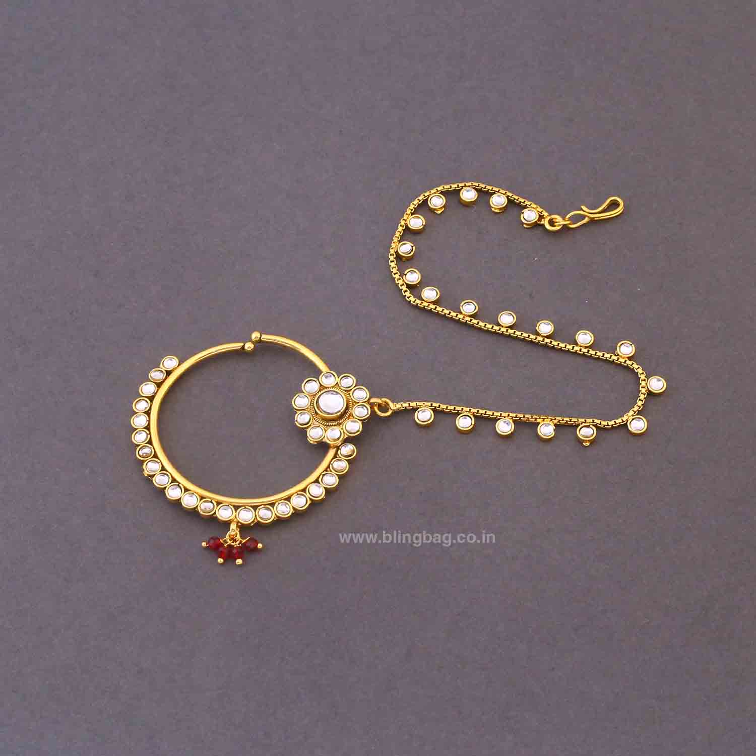 Maroon Sannidhi Kundan Bridal Jewellery Set - Image 10