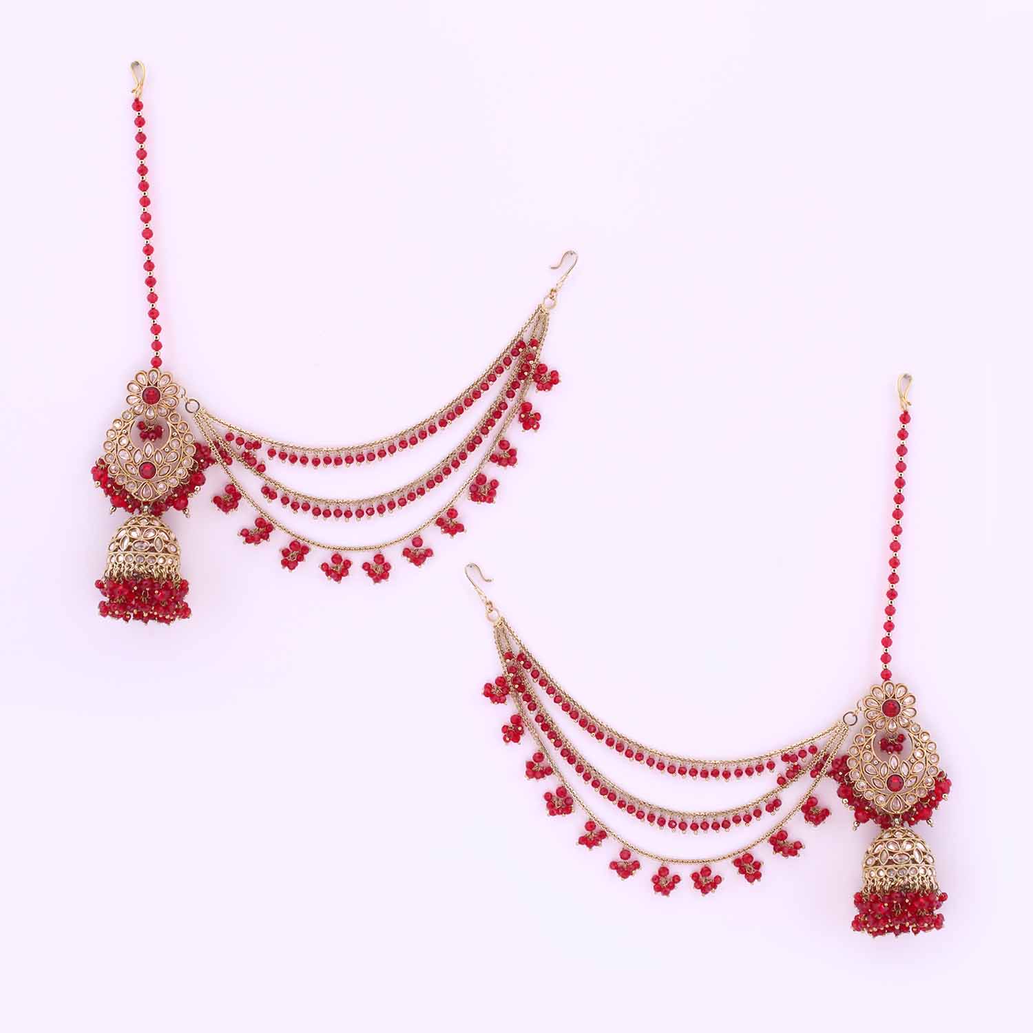 Maroon Shubani Bridal Jewellery Set - Image 6