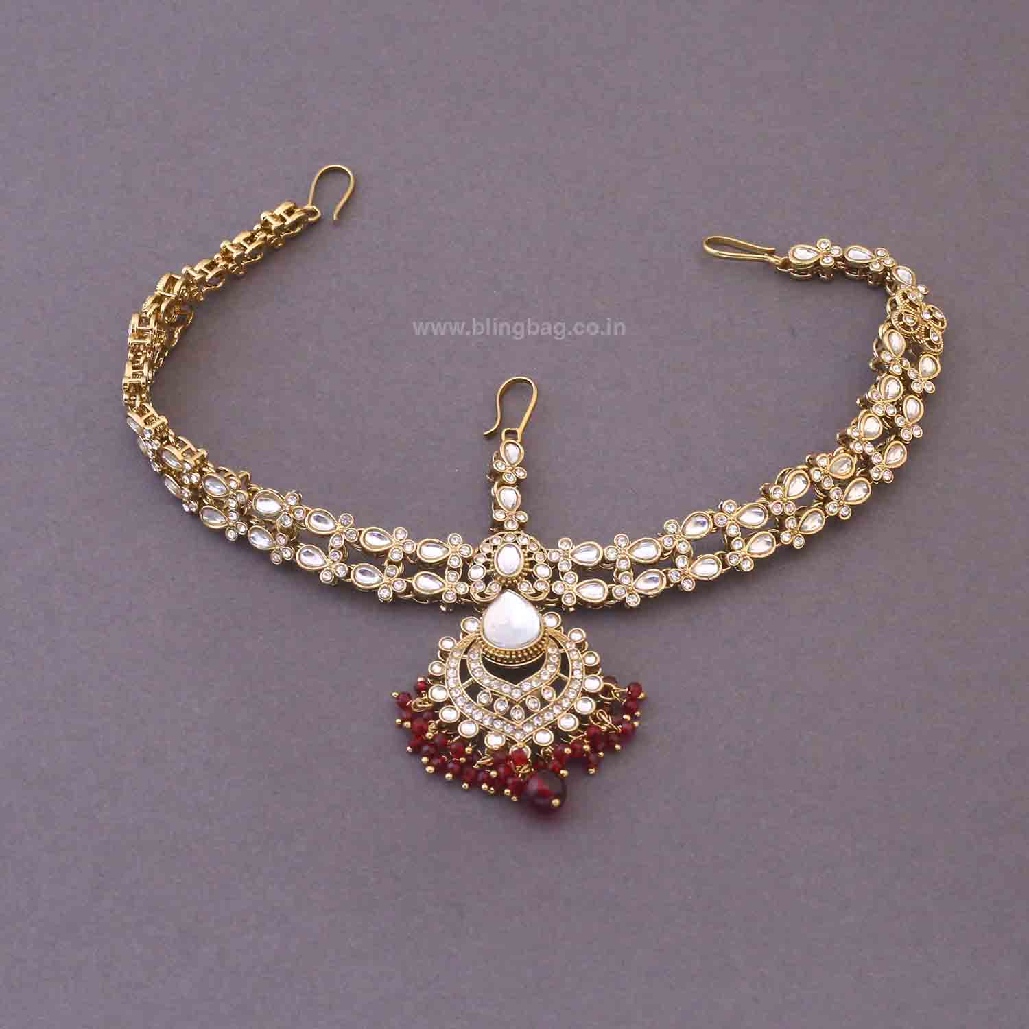 Maroon Sneha Bridal Jewellery Set - Image 4