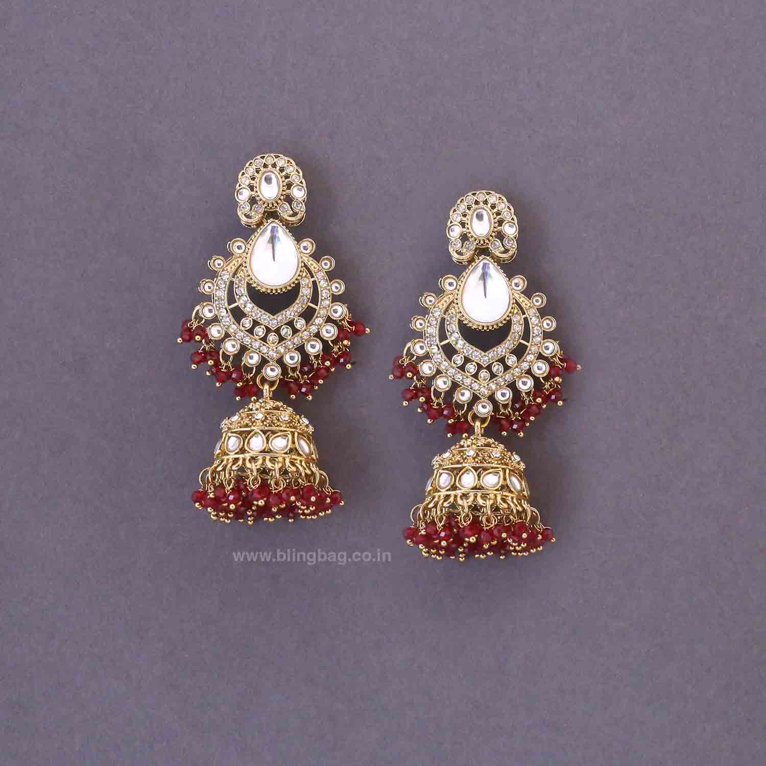 Maroon Sneha Bridal Jewellery Set - Image 6