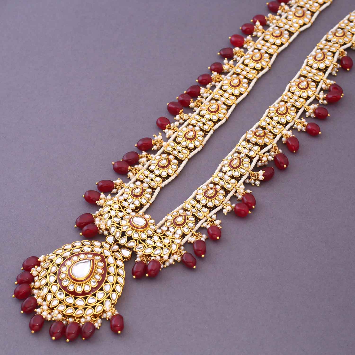 Maroon Suhani Bridal Jewellery Set - Image 4