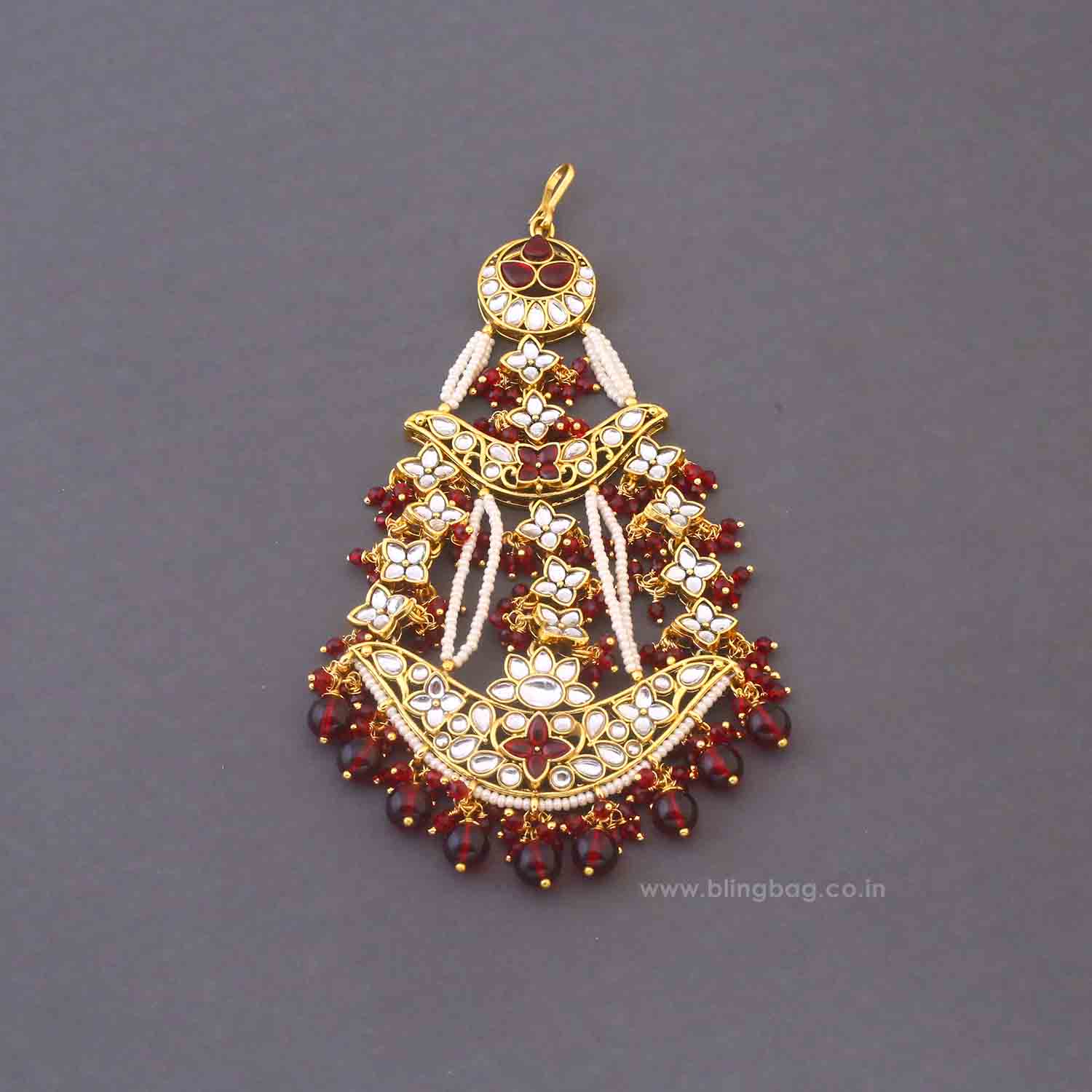 Maroon Tarini Bridal Jewellery Set - Image 10