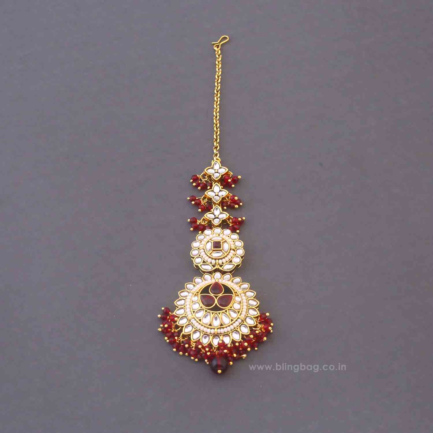 Maroon Tarini Bridal Jewellery Set - Image 7