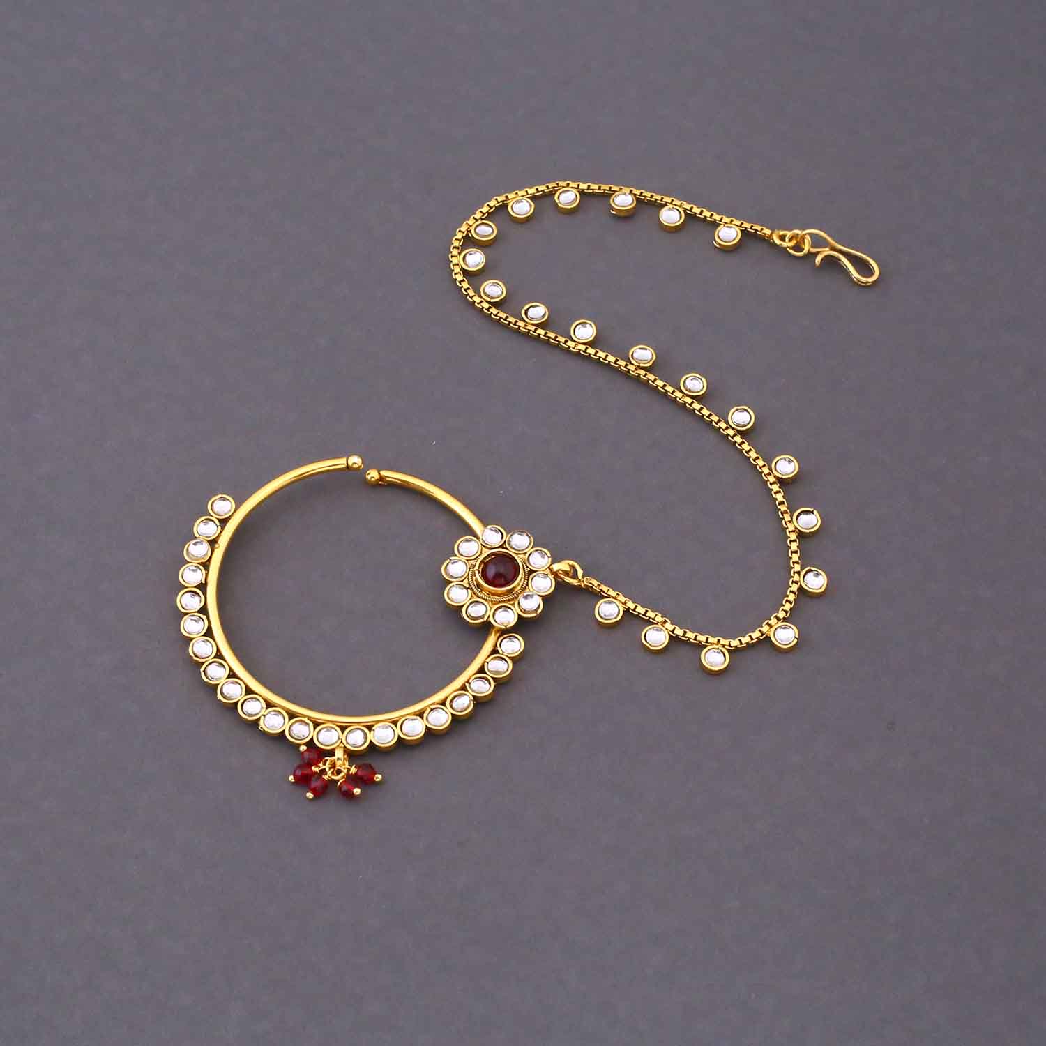 Maroon Varnika Kundan Bridal Jewellery Set - Image 10