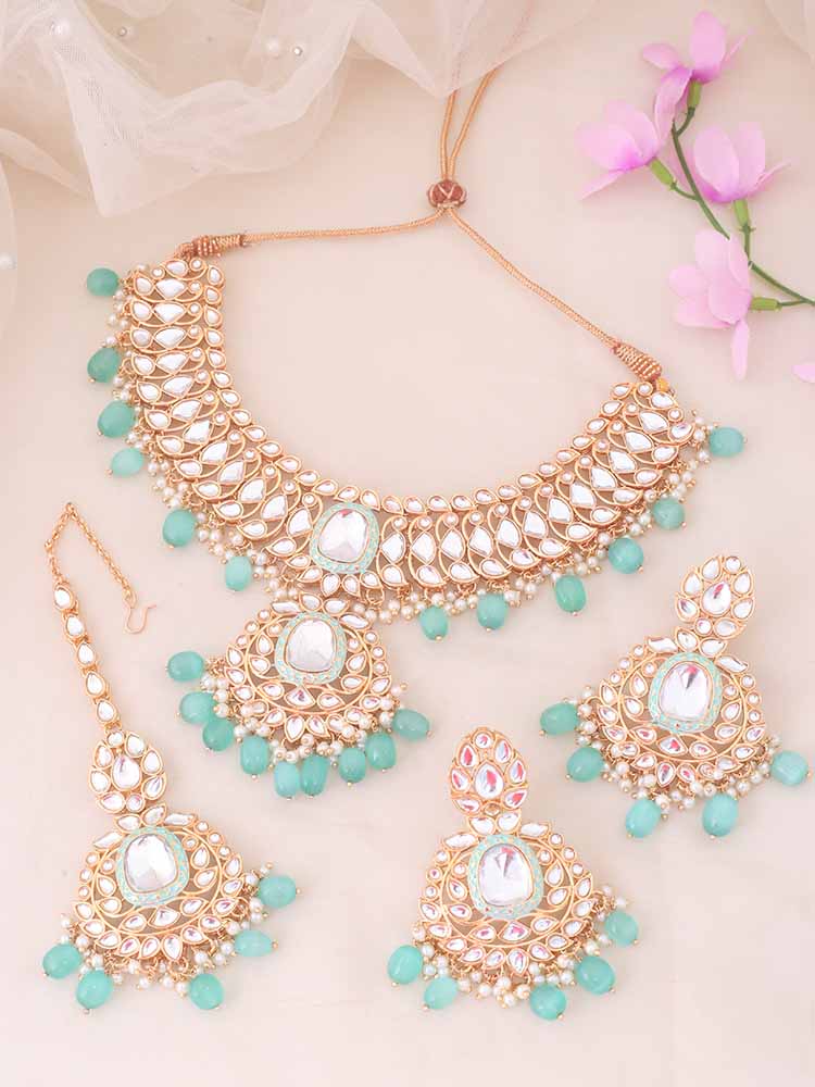 Mint Aigiri Kundan Jewellery Set - Image 2