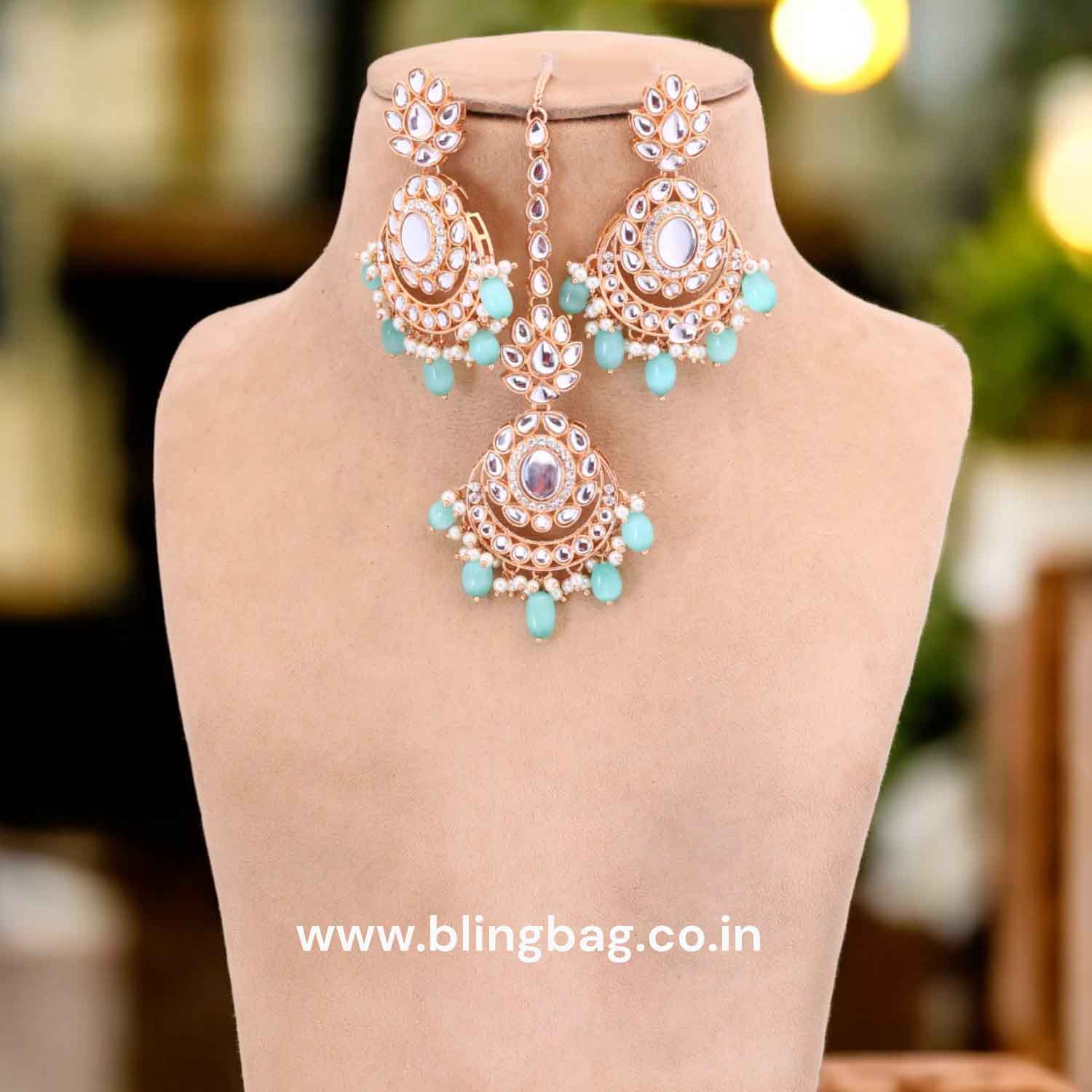 Mint Albina Kundan Jewellery Set - Image 4