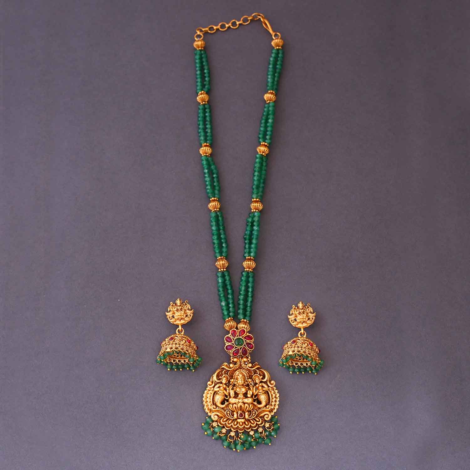 Mint Ardhra Temple Pendant Set- New Arrival - Image 3