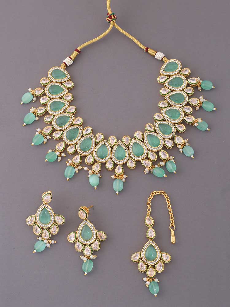 Mint Aylin Kundan Jewellery Set - Image 3