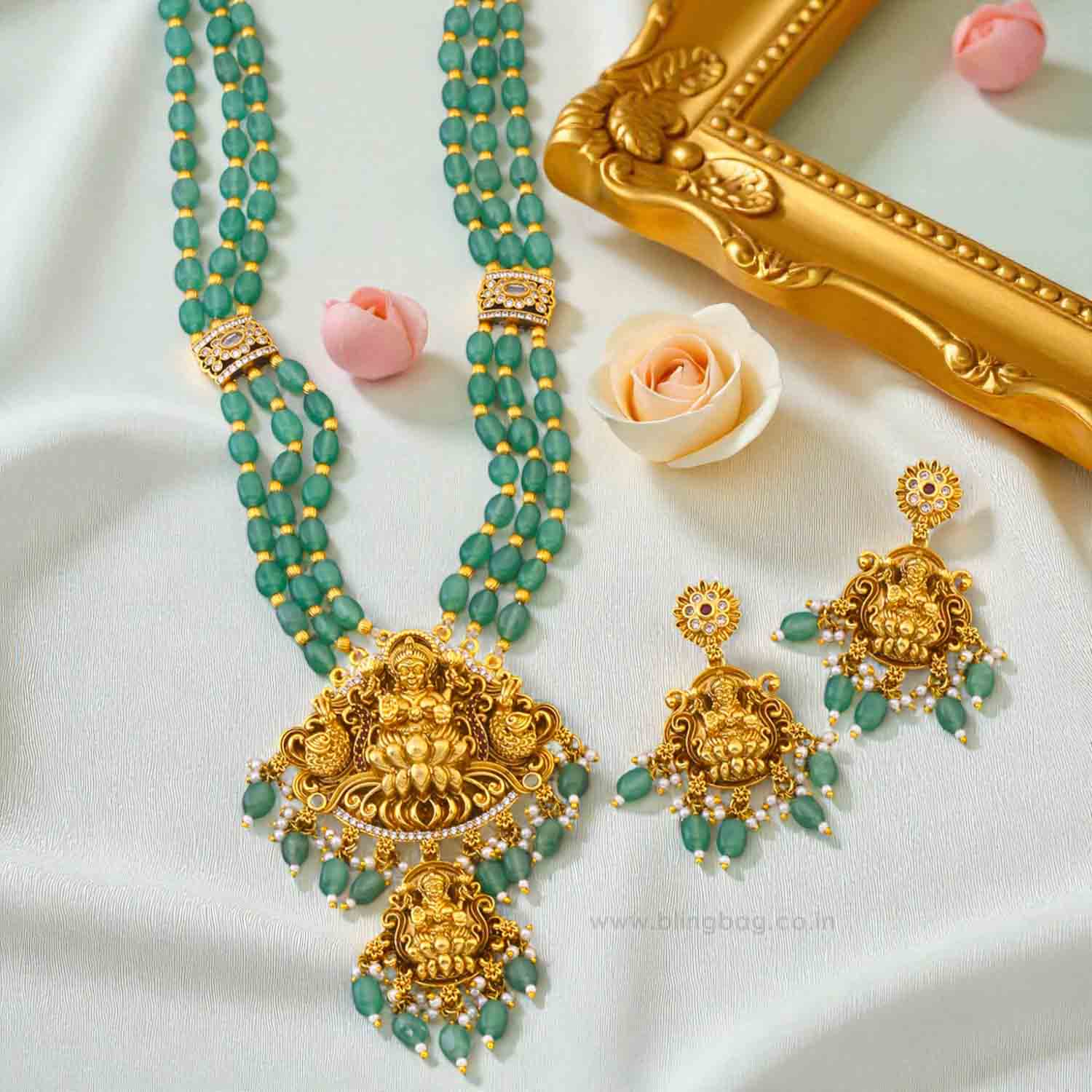 Mint Bhadrakalii Temple Jewellery Set - New Arrival - Image 2