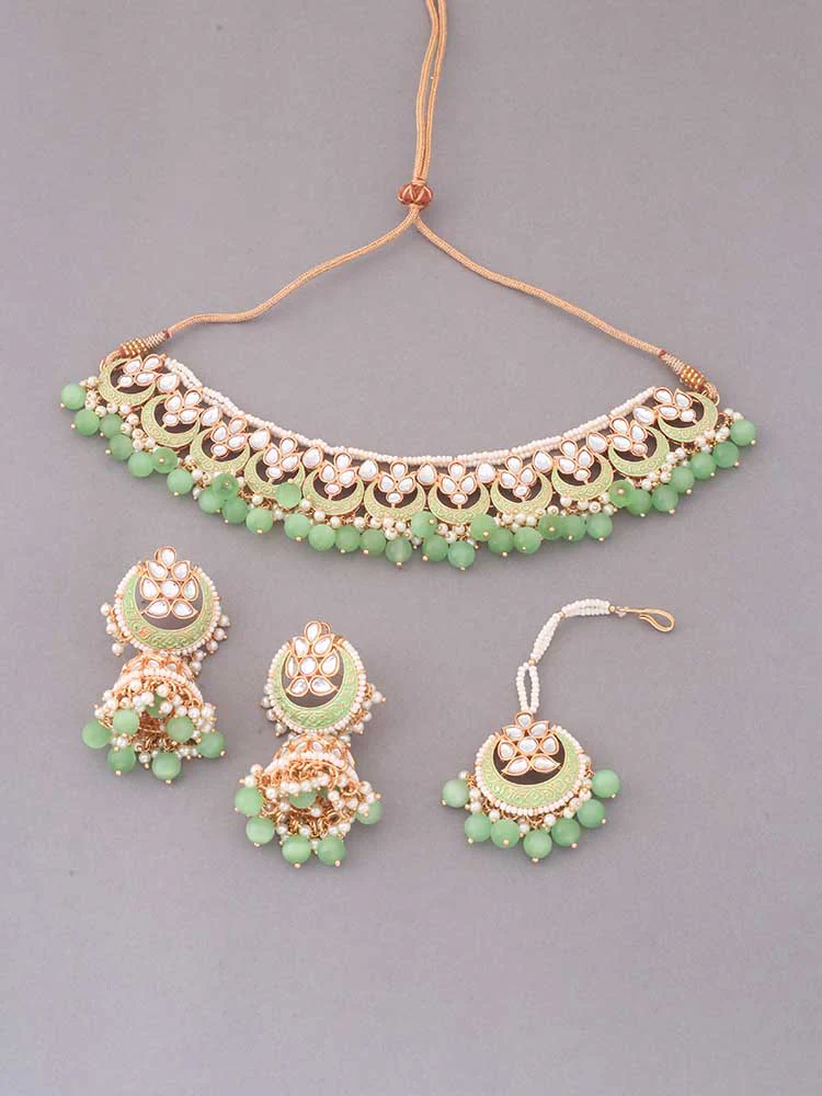 Mint Dhisana Kundan Jewellery Set - Image 3