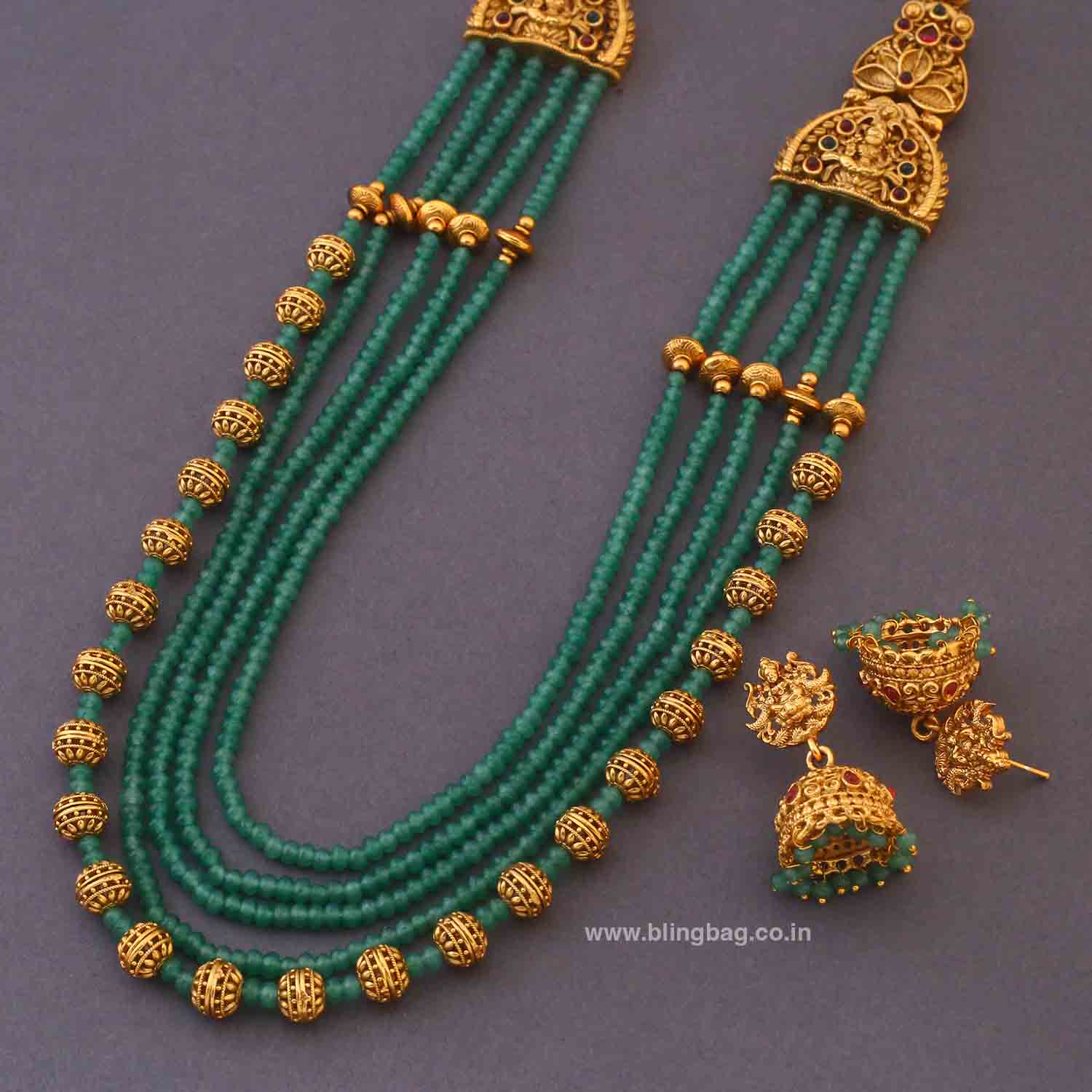 Mint Jogeshwari Temple Jewellery Set - New Arrival - Image 4