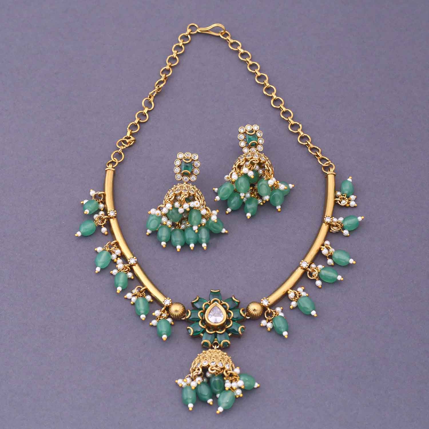 Mint Kurmi Hasli Antique Jewellery Set - New Arrival - Image 4