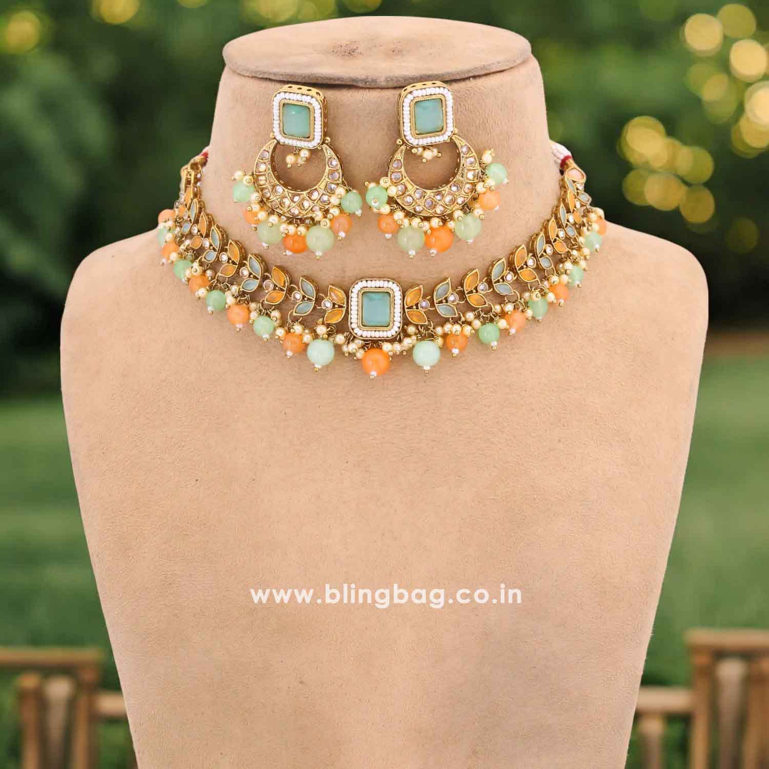 Mint Lilac Sonali jewellery Set - Image 2