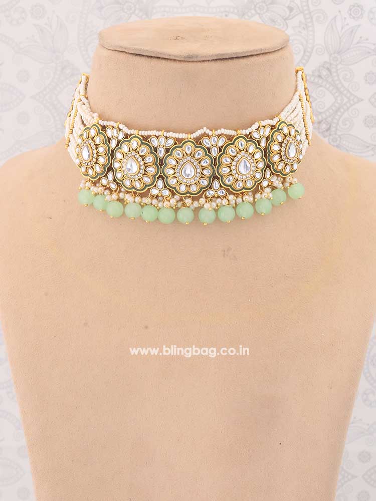 Mint Pranami Kundan Kundan Jewellery Set - Image 2