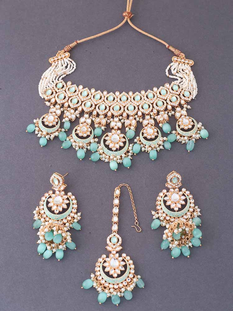 Mint Rithya Kundan Jewellery Set - EOSS - Image 4