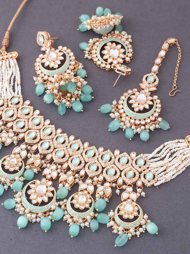 Mint Rithya Kundan Jewellery Set - EOSS - Image 5