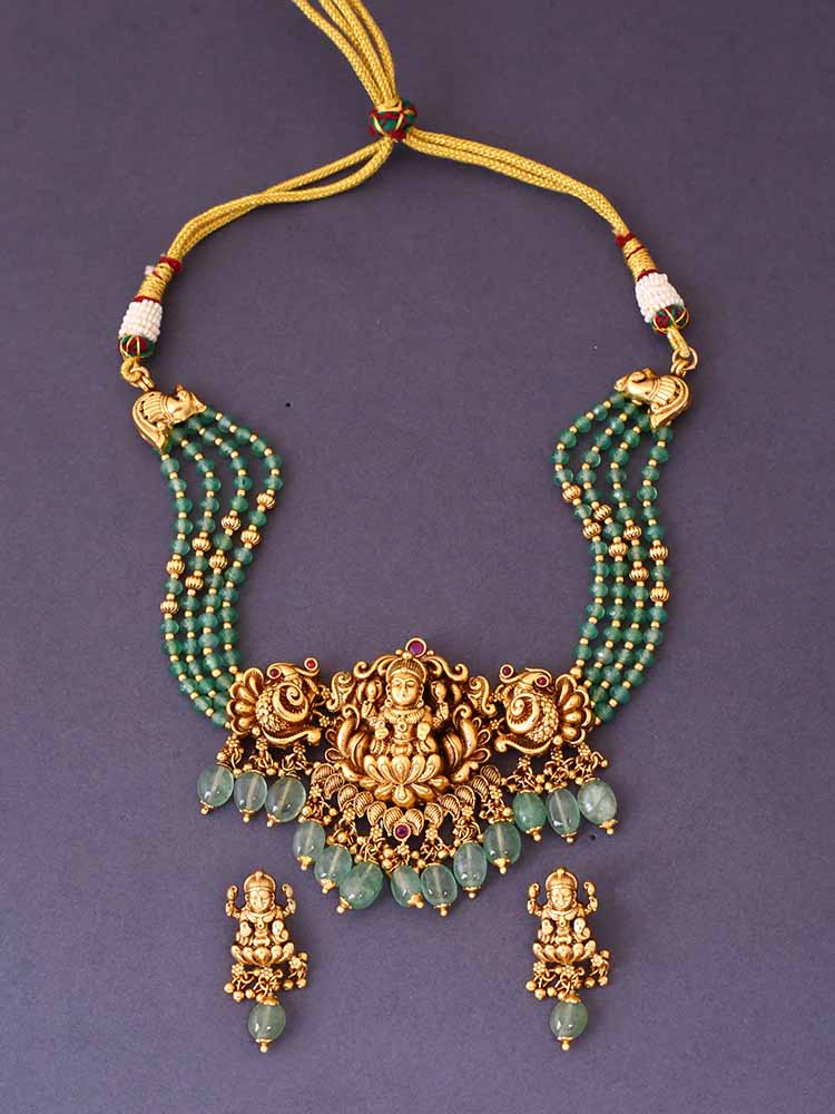 Mint Rudveda Temple Jewellery Set - Image 3