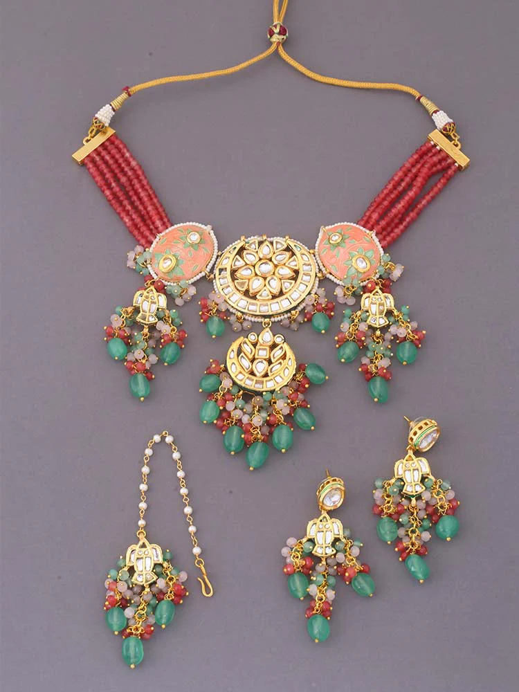 Mint Sachika Kundan Jewellery Set - Image 3