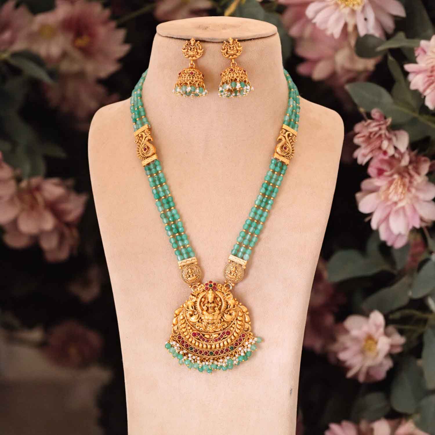 Mint Shambhavi Temple Jewellery Set- New Arrival - Image 2