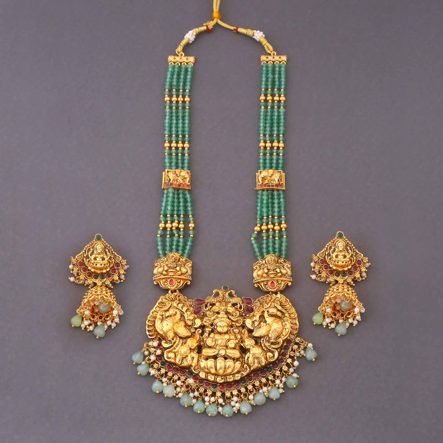 Mint Shumbhanashini Temple Jewellery Set - New Arrival - Image 3