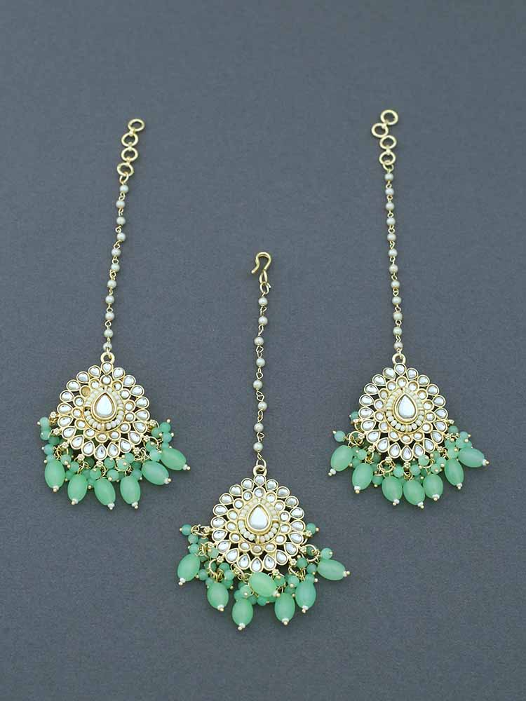 Mint Somnath Maang Tikka Set - Image 3