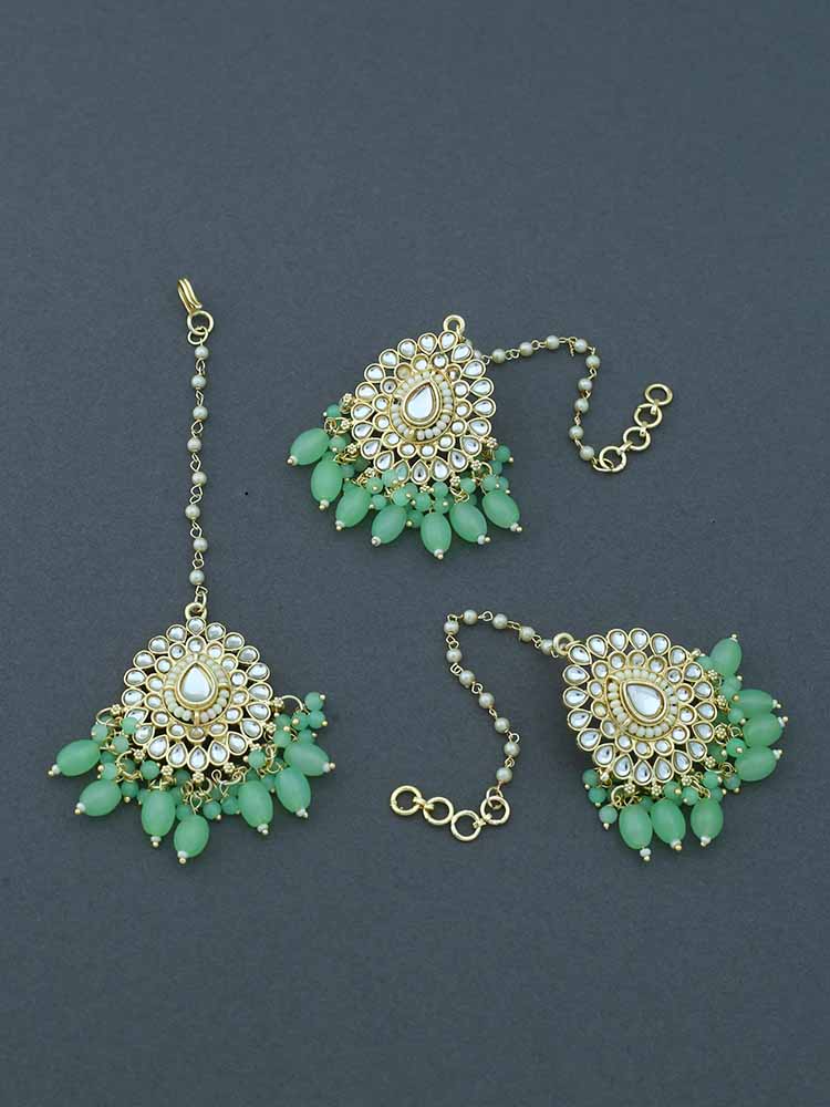 Mint Somnath Maang Tikka Set - Image 4