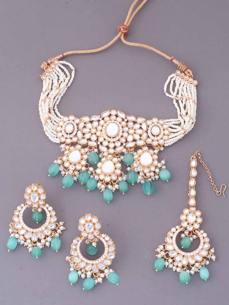 Mint Sumani Kundan Jewellery Set - Image 3