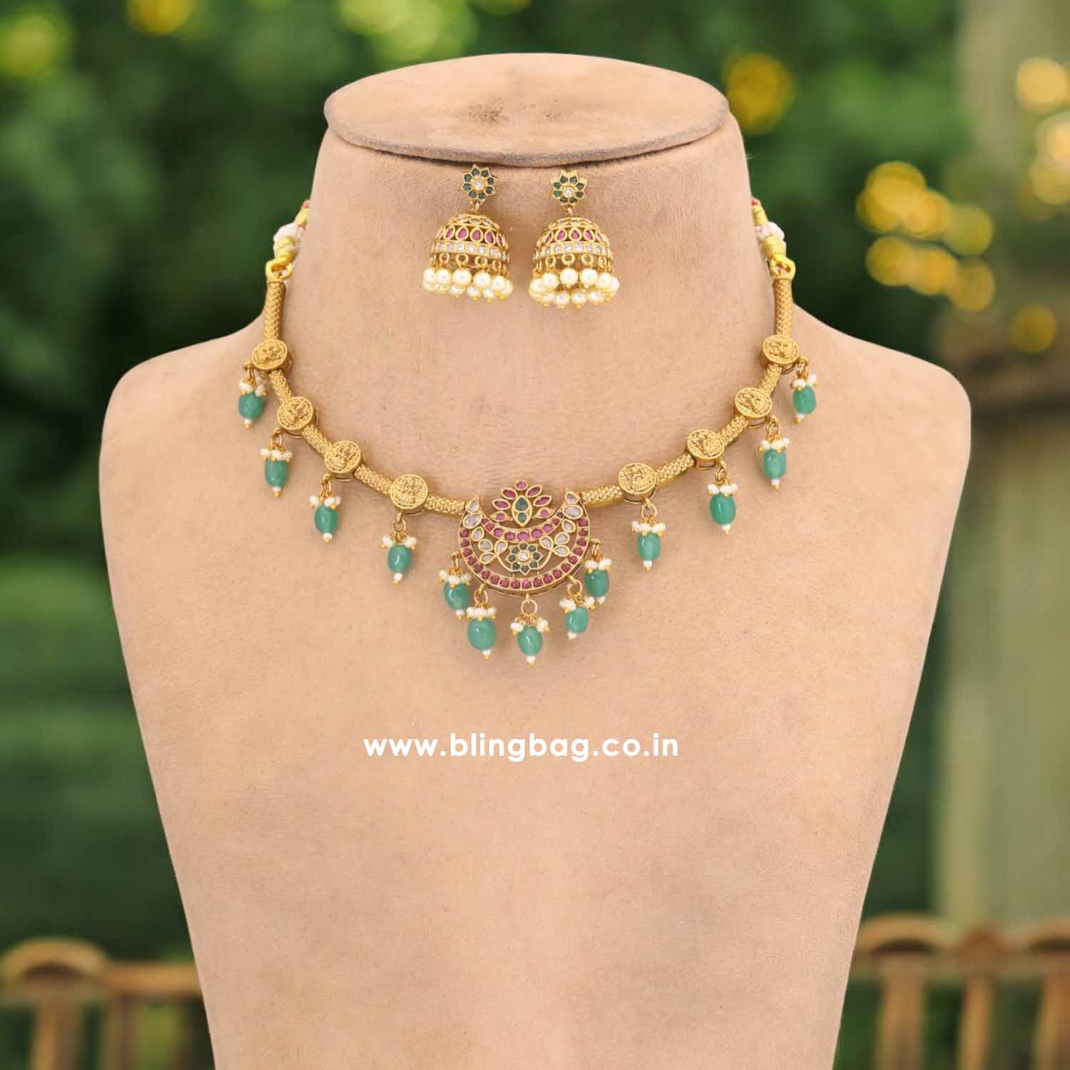 Mint Truvana Hasli Temple Jewellery Set - New Arrival - Image 3