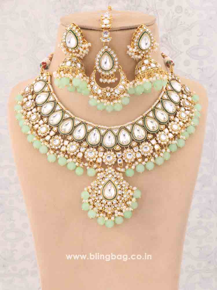Mint Varuni Kundan Jewellery Set - Image 2