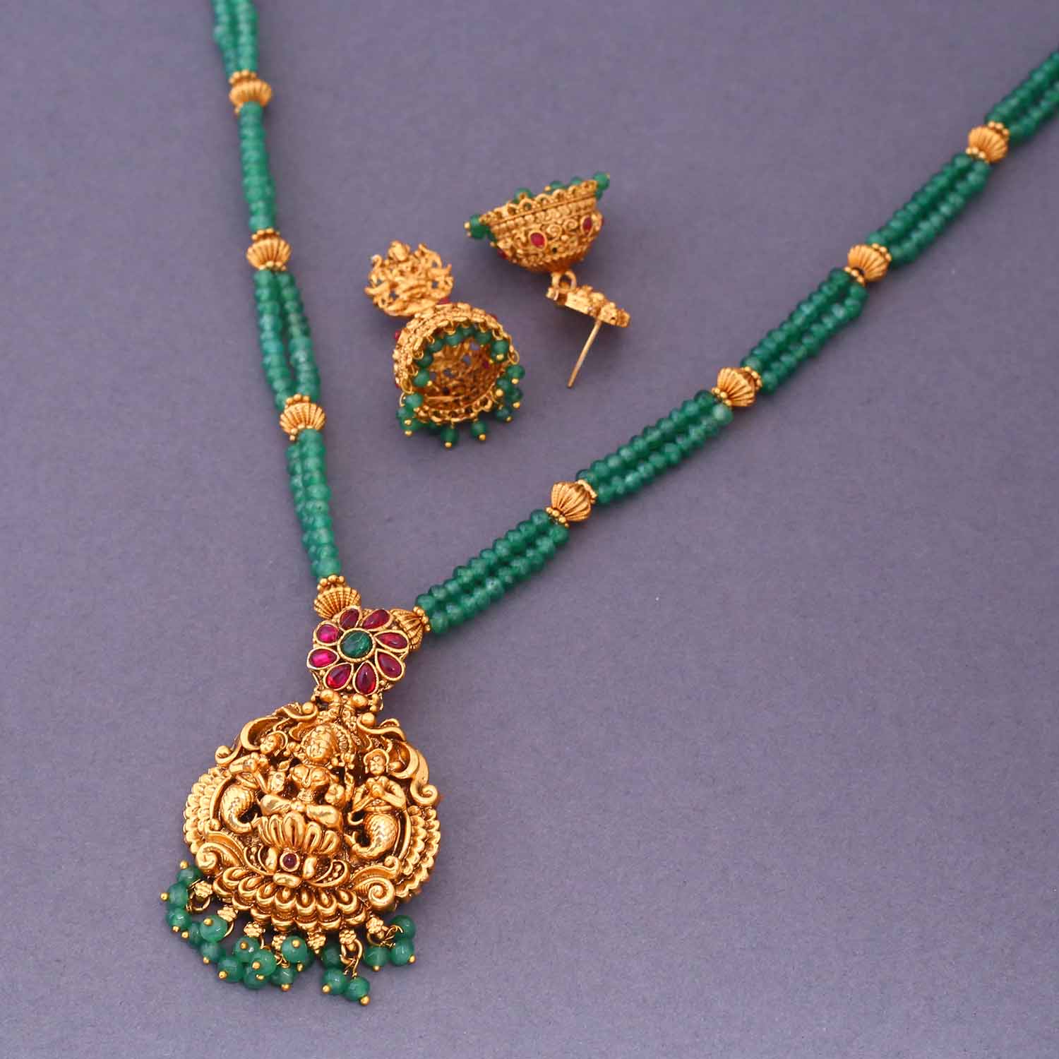 Mint Vidyadhatri Temple Jewellery Set- New Arrival - Image 4