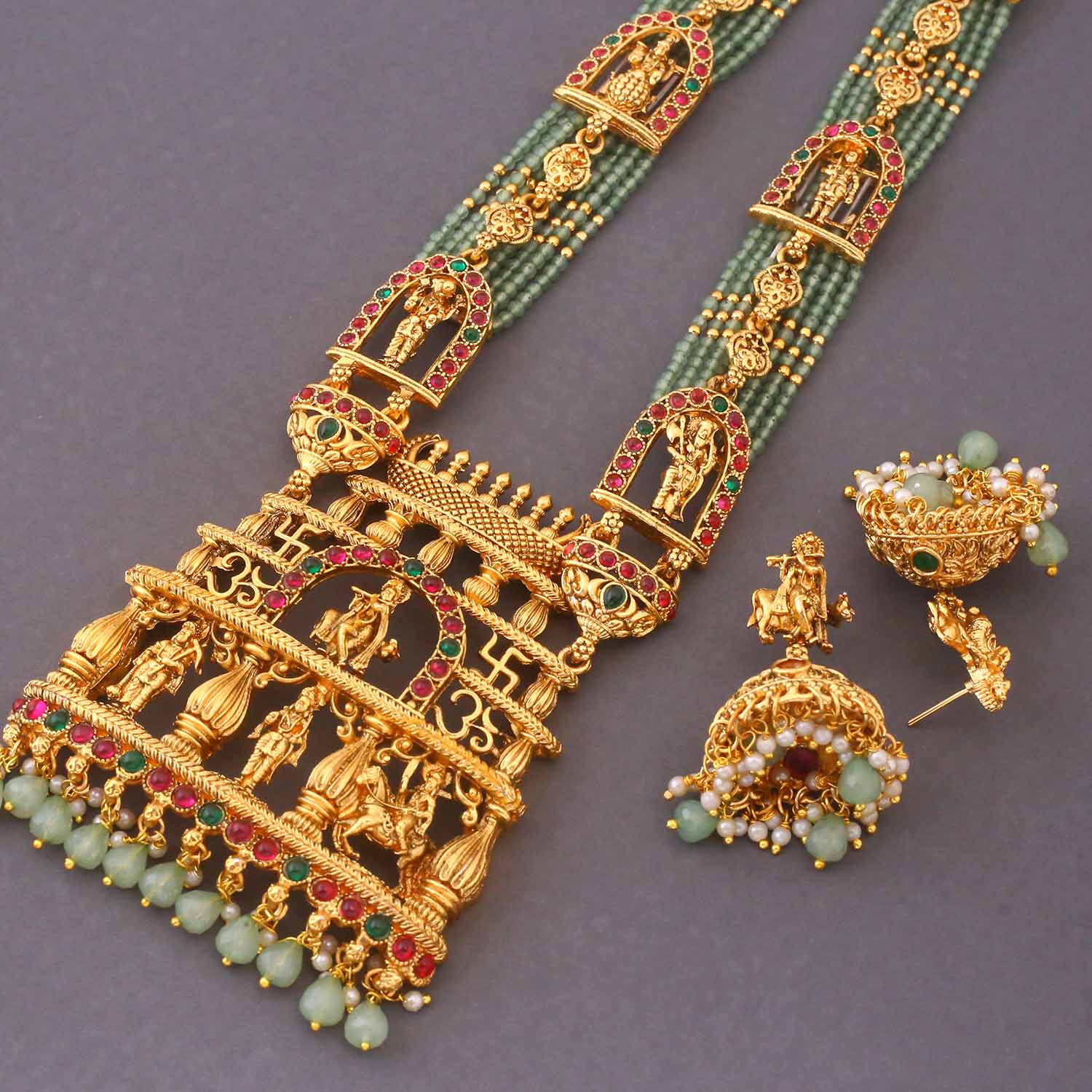 Mint Vindhyavasini Temple Jewellery Set - New Arrival - Image 5