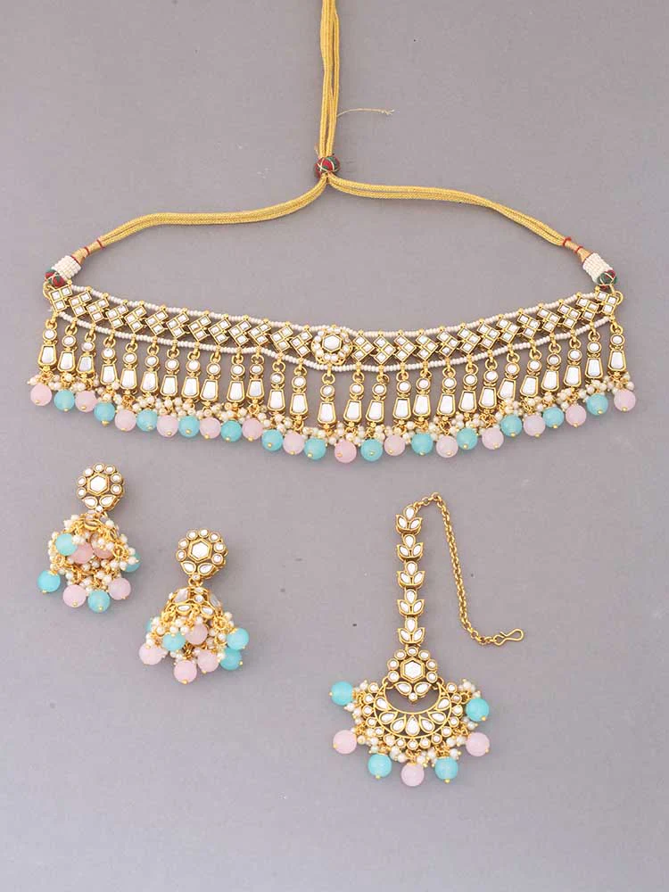Multicolor Aanandi Kundan Jewellery Set - Image 5