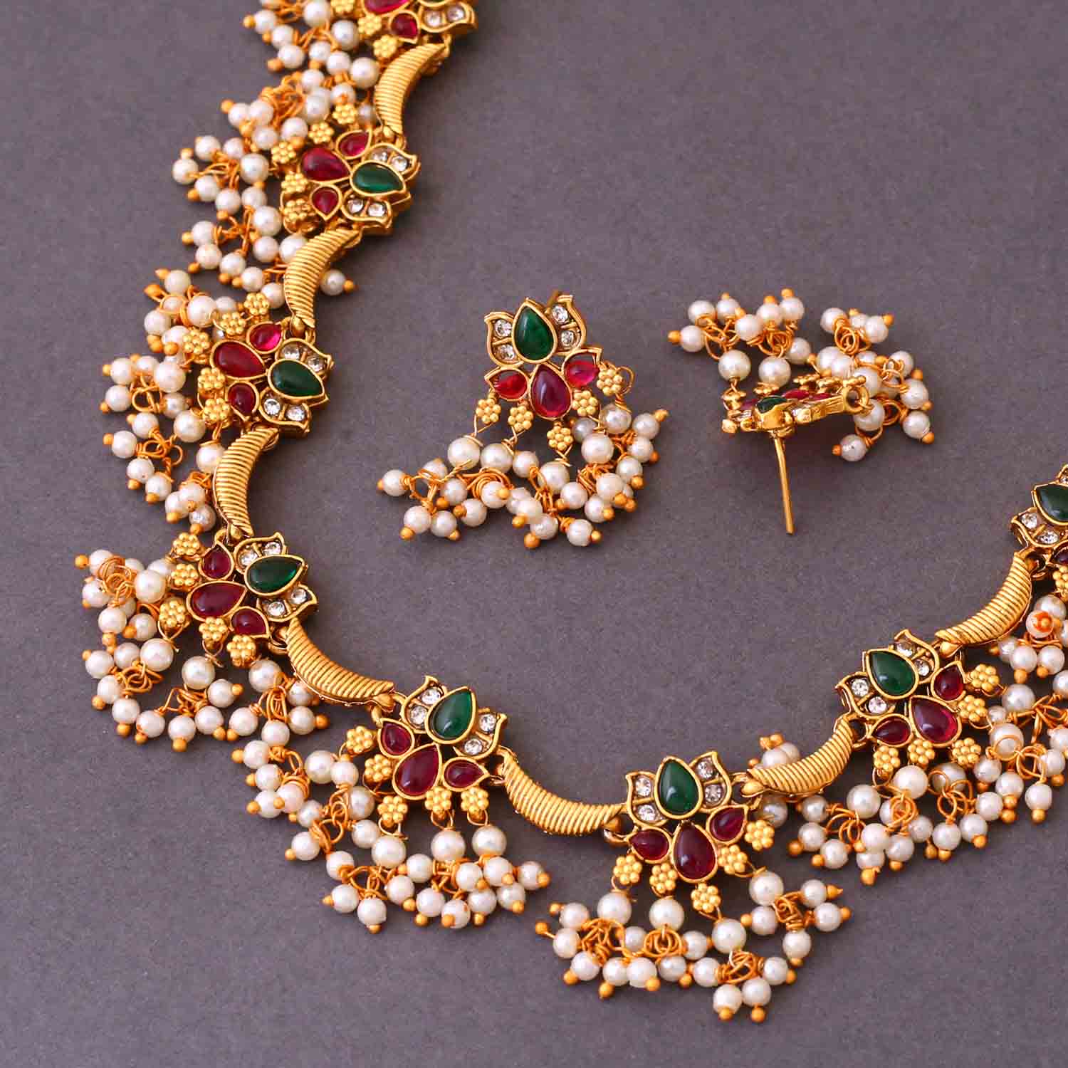 Multicolour Aathavi Antique Jewellery Set -New Arrival - Image 4