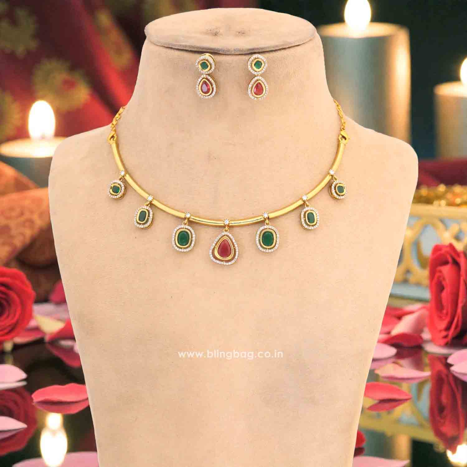 Multicolor Abiba Antique Jewellery Set - New Arrival - Image 3