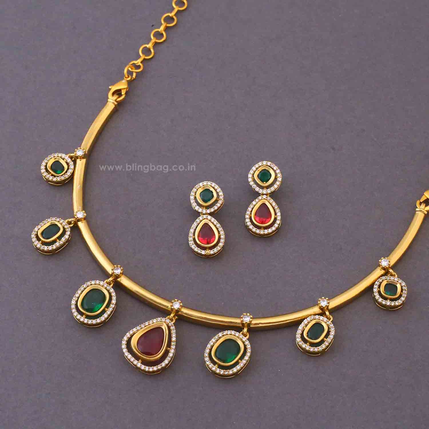 Multicolor Abiba Antique Jewellery Set - New Arrival - Image 5